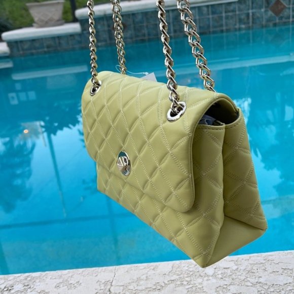 Kate Spade Natalia Smooth Leather Medium Flap Shoulder Bag Frosty Lime - Picture 3 of 16